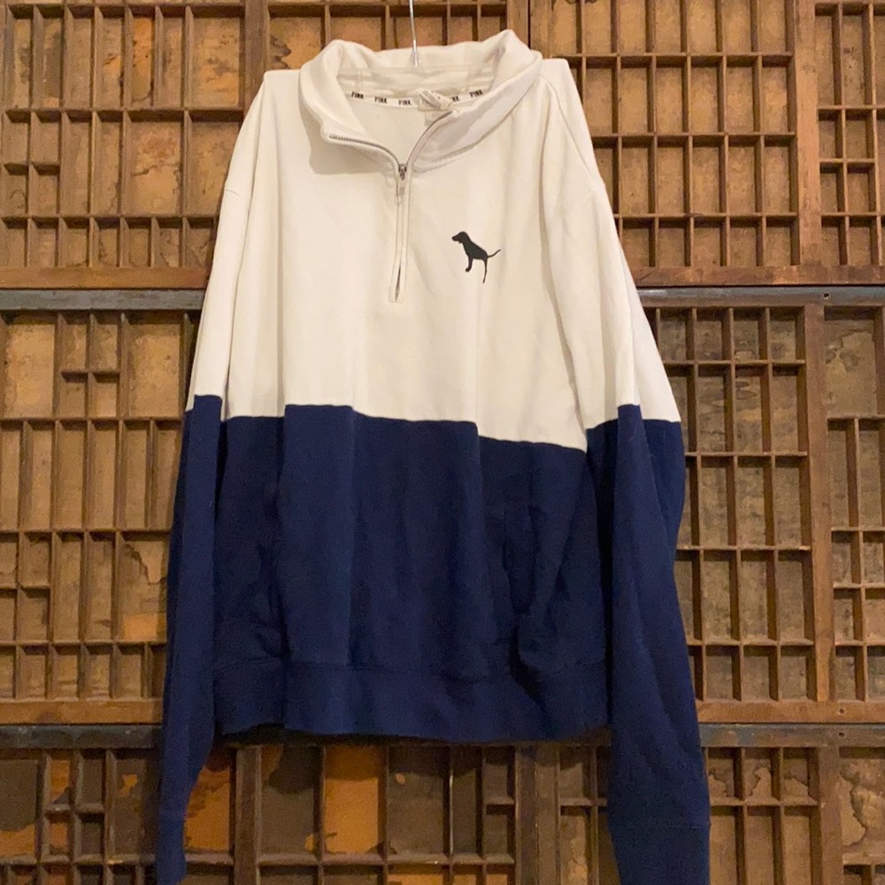 Two tone PINK quarter zip sweater